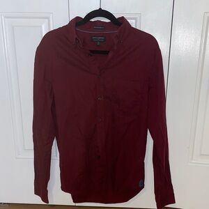 Banana Republic Dark Red Casual Button-Down Shirt